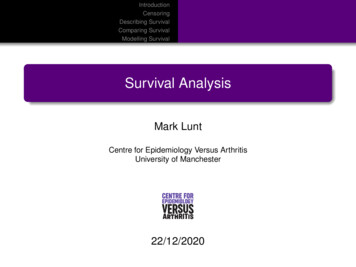Survival Analysis - University Of Manchester