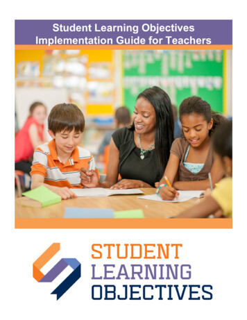 Student Learning Objectives Implementation Guide For Teachers