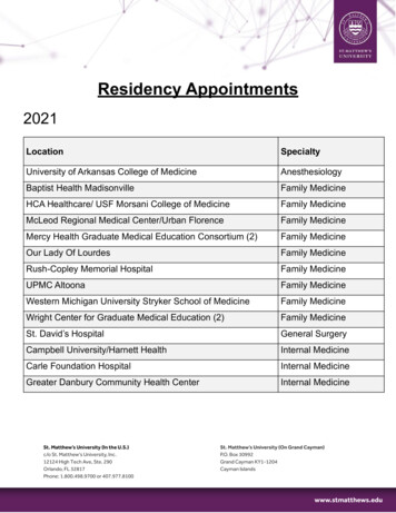 Residency Appointments - St. Matthew's University