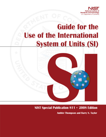 Guide For The Use Of The International System Of Units (SI)