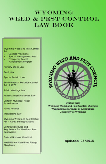Wyoming Weed & Pest Control Law Book