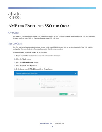 SSO Configuration For Okta - Cisco