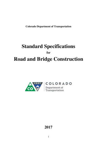 For Road And Bridge Construction - Colorado Department Of Transportation