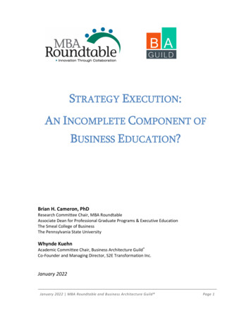 Strategy Execution - An Incomplete Component Of Bus Ed Final