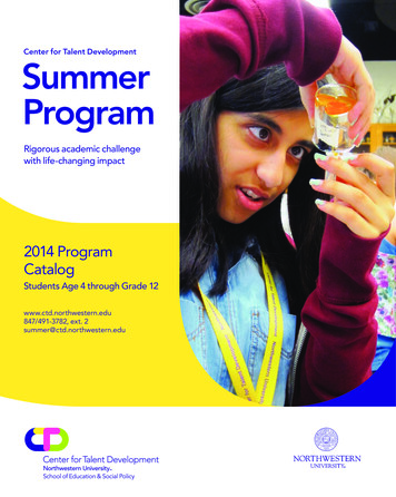 Summer Program Catalog - Sesp.northwestern.edu