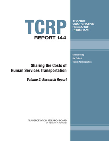 TCRP Report 144 - Sharing The Costs Of Human Services Transportation .