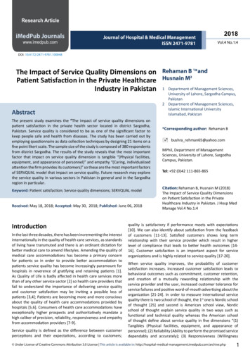 The Impact Of Service Quality Dimensions On Patient Satisfaction In The .