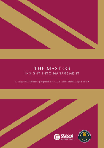 THE MASTERS - Oxford International Junior Programmes