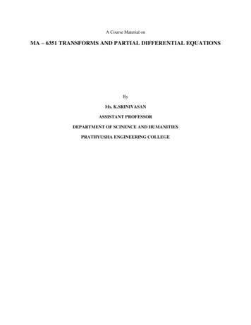 Ma 6351 Transforms And Partial Differential Equations