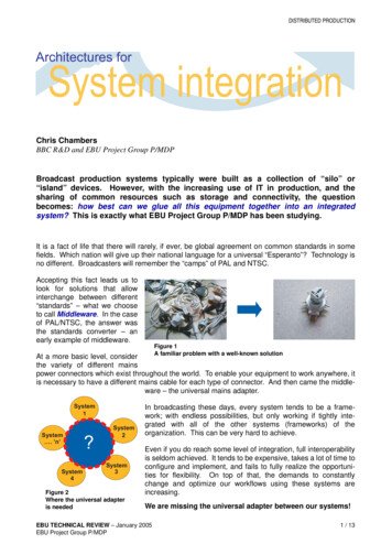 Architectures For System Integration - EBU