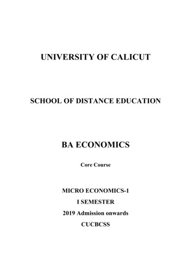 BA ECONOMICS - University Of Calicut