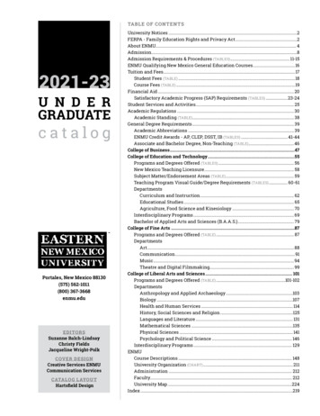 ENMU Undergrad Catalog 2021-23 - Eastern New Mexico University