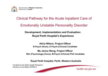 Clinical Pathway For The Acute Inpatient Care Of Emotionally Unstable .