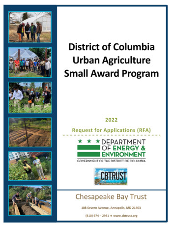 District Of Columbia Urban Agriculture Small Award Program