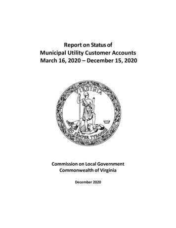 Report On Status Of Municipal Utility Customer Accounts . - Virginia