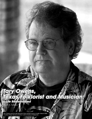 Tary Owens, Texas Folklorist And Musician - Texas State University