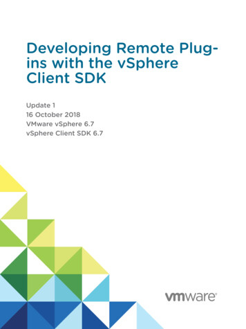 Developing Remote Plug-ins With The VSphere Client SDK - VMware VSphere 6
