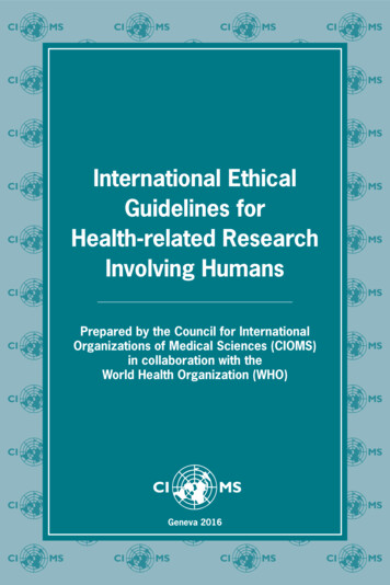 International Ethical Guidelines For Health-related Research Involving .