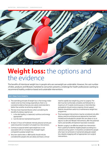 Weight Loss: The Options And The Evidence - Bpac
