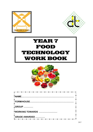 YEAR 7 FOOD TECHNOLOGY WORK BOOK - The Billericay School