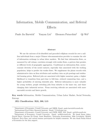 Information, Mobile Communication, And Referral E Ects