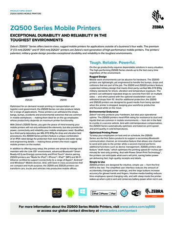 ZQ500 Series Mobile Printers Specification Sheet
