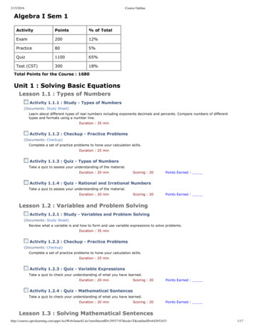 Unit 1 : Solving Basic Equations
