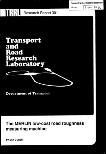 The Merlin Low-cost Road Roughness Measuring Machine - Hvt