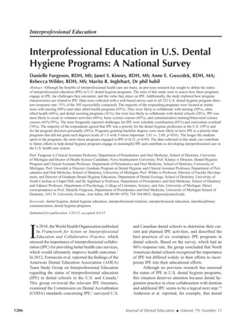 Interprofessional Education In U.S. Dental Hygiene Programs: A National .