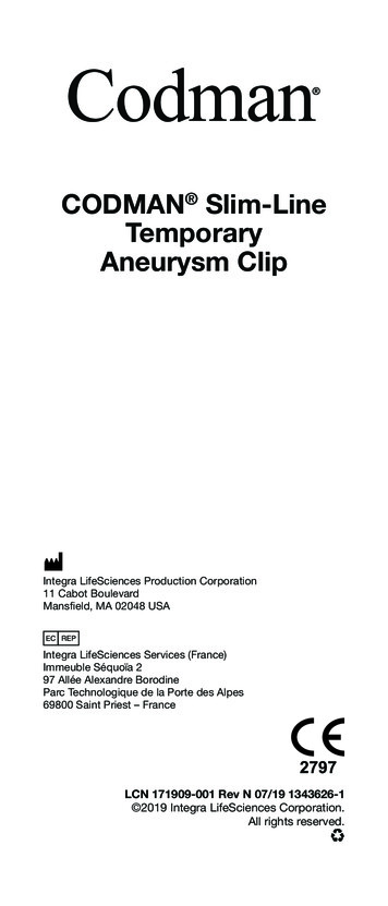 CODMAN Slim-Line Temporary Aneurysm Clip - Integra Life