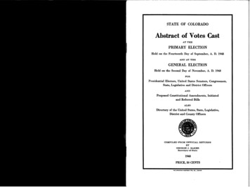Abstract Of Votes Cast - Colorado Secretary Of State