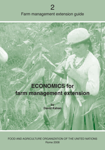 ECONOMICS For Farm Management Extension