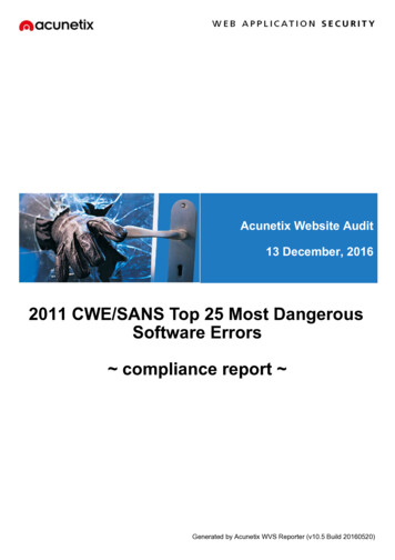 2011 CWE/SANS Top 25 Most Dangerous Software Errors - E-SPIN Group