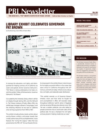 PBI Newsletter - Pat Brown Institute For Public Affairs