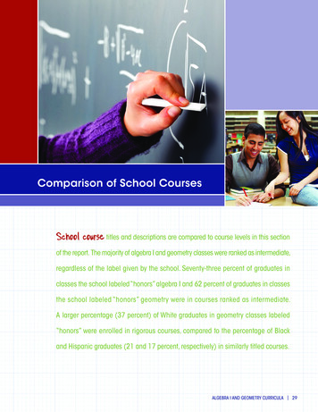 Algebra I And Geometry Curricula: Results From The 2005 High School .