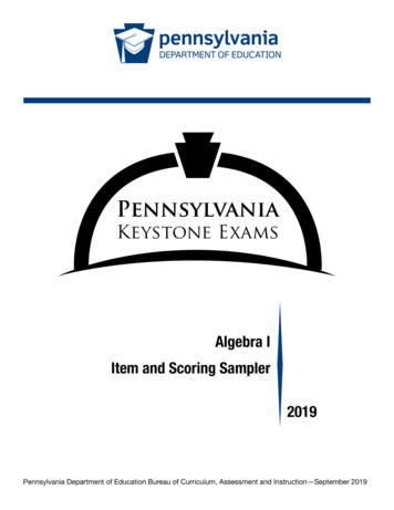 Pennsylvania Keystone Algebra 1 Item Sampler 2019