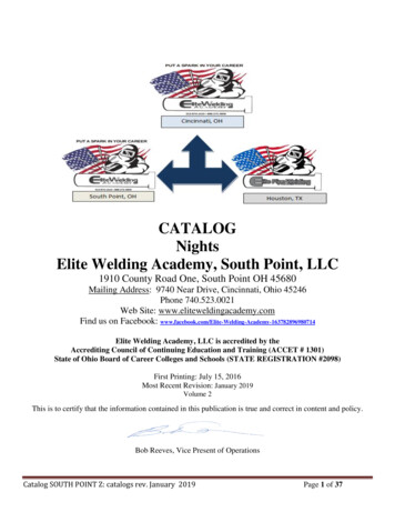 CATALOG Nights Elite Welding Academy, South Point, LLC