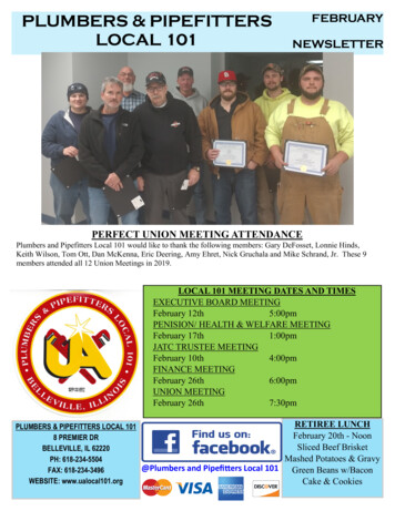 Plumbers & Pipefitters February Local 101 Newsletter