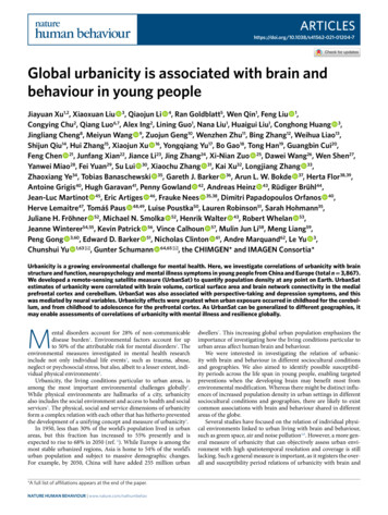 Global Urbanicity Is Associated With Brain And Behaviour In . - Gwern