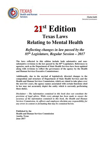 21st Edition Texas Laws Relating To Mental Health - TJB