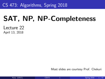 SAT, NP, NP-Completeness - University Of Illinois Urbana-Champaign