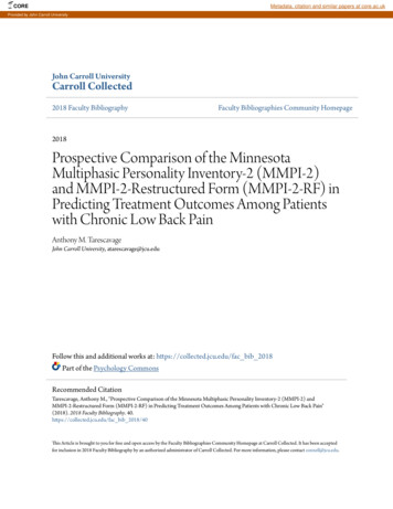Prospective Comparison Of The Minnesota Multiphasic Personality . - CORE
