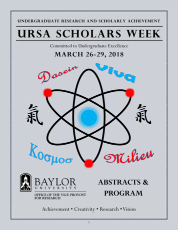 Undergraduate Research And Scholarly Achievement Ursa Scholars Week
