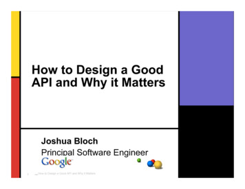 How To Design A Good API And Why It Matters