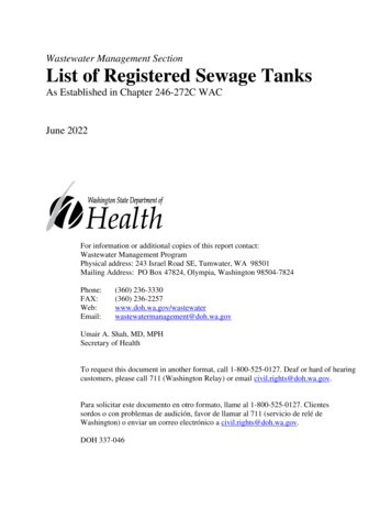 Wastewater Management Section List Of Registered Sewage Tanks