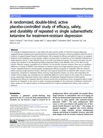 A Randomized, Double-blind, Active Placebo-controlled Study Of Efficacy .