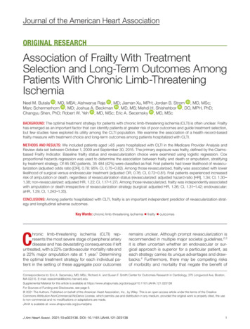 Association Of Frailty With Treatment Selection And Long‐Term Outcomes .