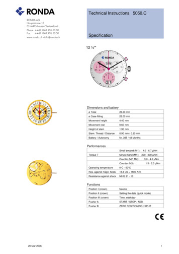 Technical Instructions 5050.C Specification - Watch Doctor