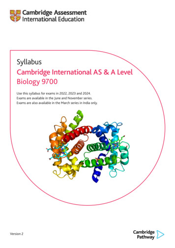 Syllabus Cambridge International AS & A Level Biology 9700