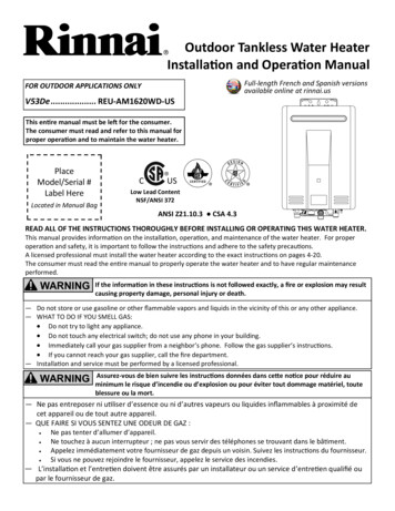 Outdoor Tankless Water Heater Installation And Operation Manual - Lowe's